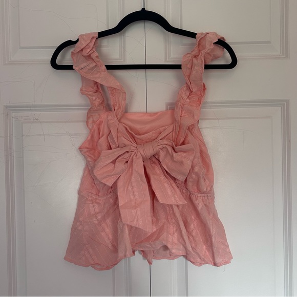 Lauren Conrad Pink Peplum Ruffle Top-M - Picture 2 of 3